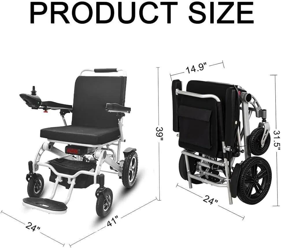 FOLDABLE ALUMINUM ELECTRIC WHEELCHAIRS MAX 300LBS 12AH BATTERY