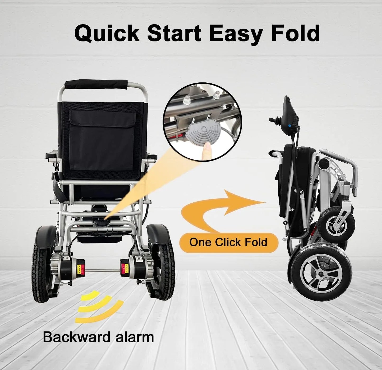 FOLDABLE ALUMINUM ELECTRIC WHEELCHAIRS MAX 300LBS 12AH BATTERY