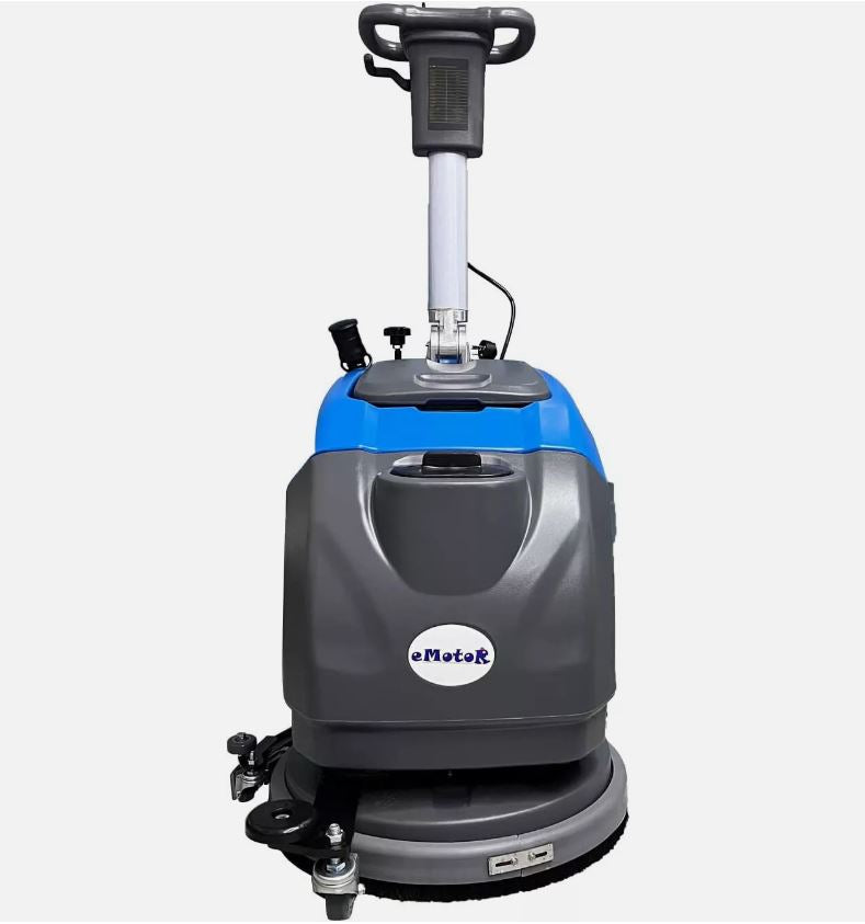 2eCenter Floor Scrubber Machine with 15'' Brush, Foldable Walk Behind Hand Push Floor Scrubber Machine, good for office/restaurant (EM-25 Blue)