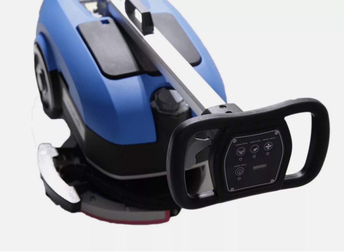 Floor Scrubber Machine with 11'' Brush, Foldable Walk Behind Hand Push Floor Scrubber Machine, 200W Motor w/24V 12Ah Battry Powered (Model: EM-K03)