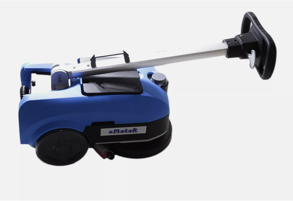 Floor Scrubber Machine with 11'' Brush, Foldable Walk Behind Hand Push Floor Scrubber Machine, 200W Motor w/24V 12Ah Battry Powered (Model: EM-K03)