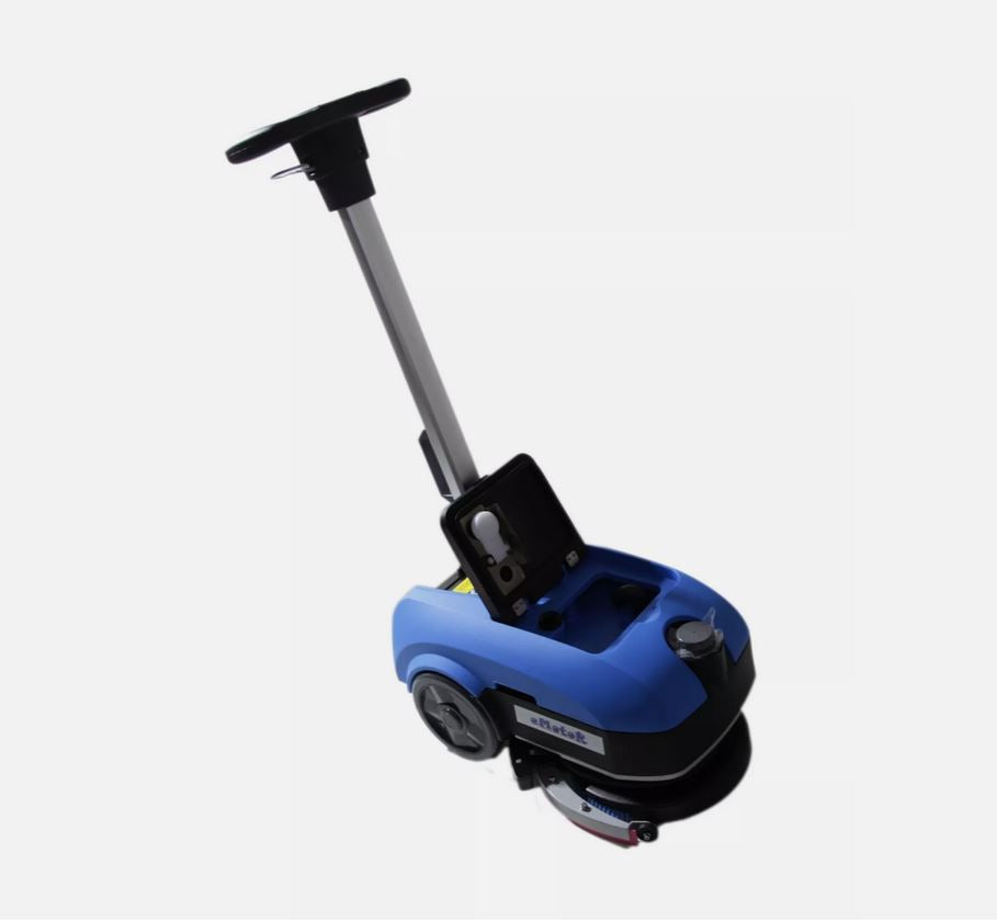 Floor Scrubber Machine with 11'' Brush, Foldable Walk Behind Hand Push Floor Scrubber Machine, 200W Motor w/24V 12Ah Battry Powered (Model: EM-K03)