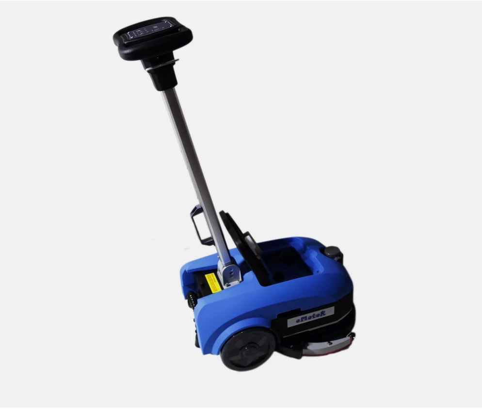 Floor Scrubber Machine with 11'' Brush, Foldable Walk Behind Hand Push Floor Scrubber Machine, 200W Motor w/24V 12Ah Battry Powered (Model: EM-K03)