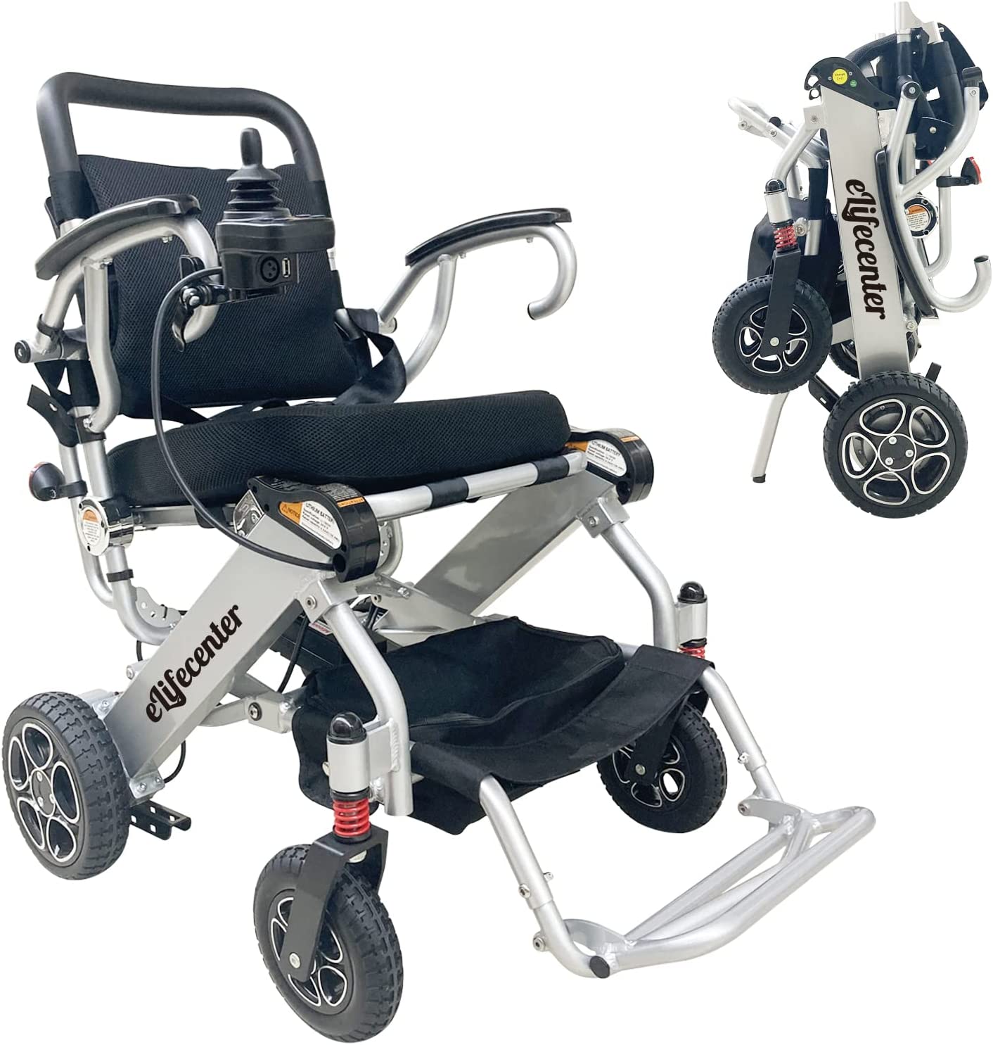 2eCenter Foldable 2 Pieces Batteries Powered Electric Wheelchair 265lbs Max Load Capacity