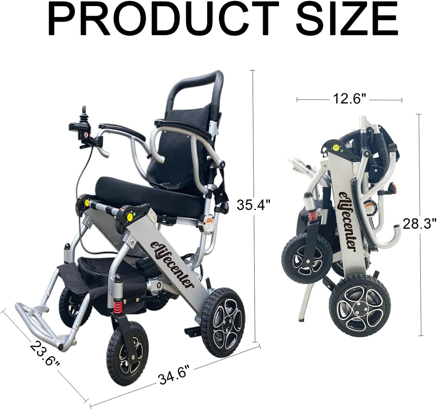 2eCenter Foldable 2 Pieces Batteries Powered Electric Wheelchair 265lbs Max Load Capacity