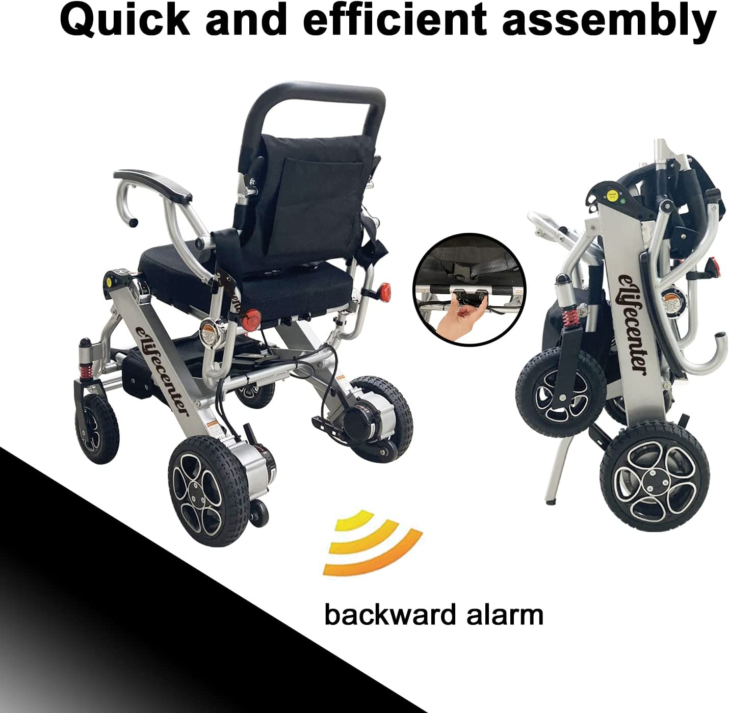 2eCenter Foldable 2 Pieces Batteries Powered Electric Wheelchair 265lbs Max Load Capacity